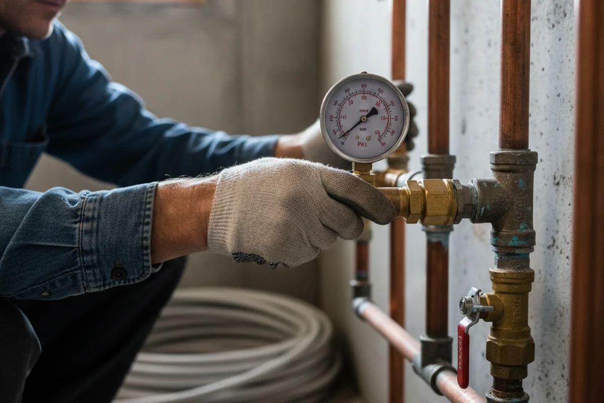 Pressure testing a repaired line during Water Line Repair in San Rafael